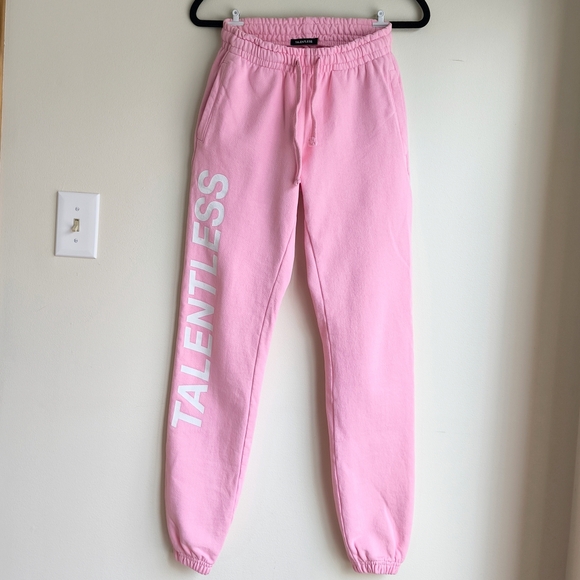 TALENTLESS Pants - Talentless pink joggers with white logo
